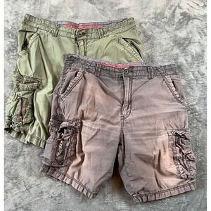 Union Bay Cargo Shorts Vtg Mens 38  Bundle of 2 Distressed Faded Y2K Grunge